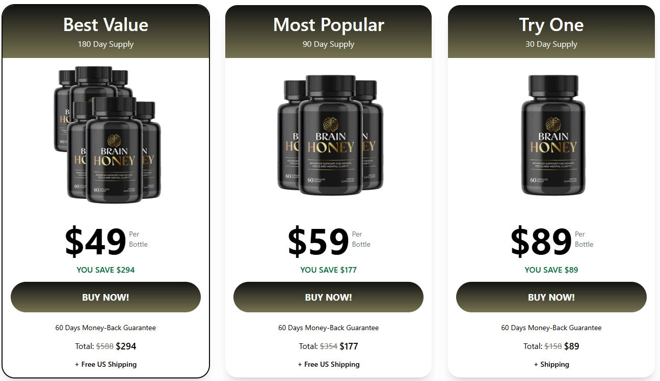 Brain Honey supplement pricing packages and order options